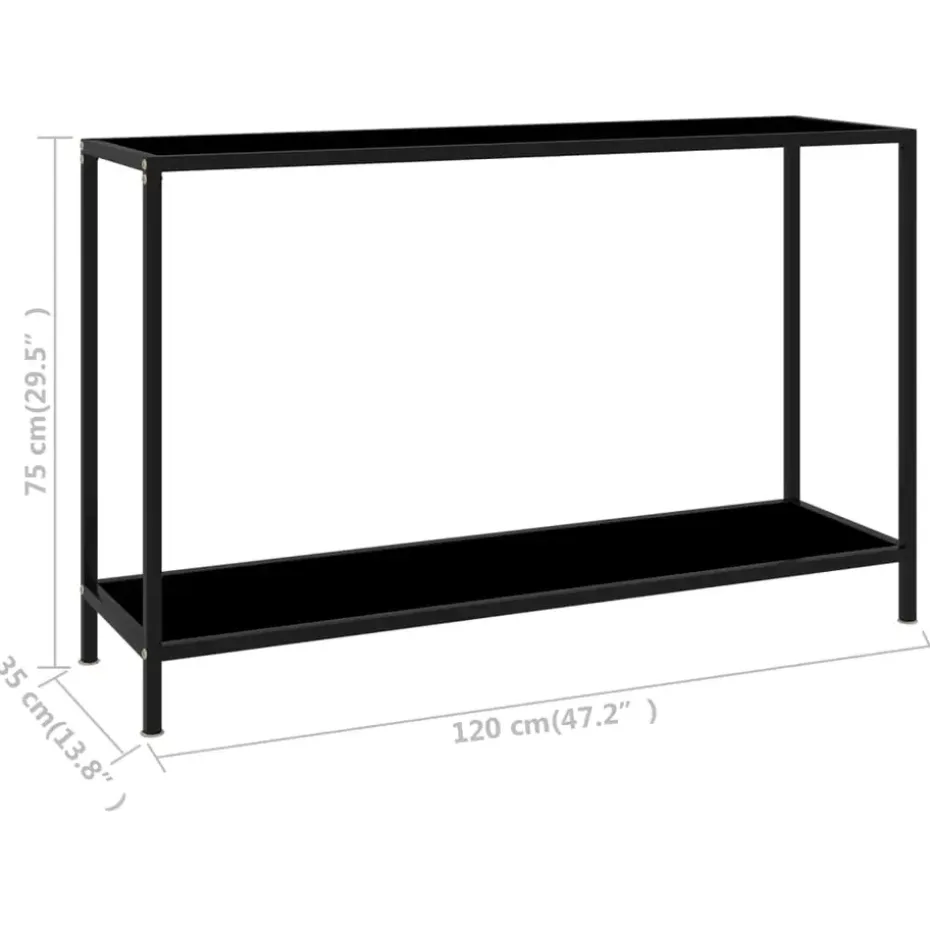 vidaXL - Wandtafel - Zwart - Glas - 120 x 35 x 75 cm