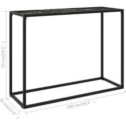vidaXL - Wandtafel - Zwart - Glas - 100 x 35 x 75 cm