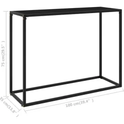 vidaXL - Wandtafel - Zwart - Glas - 100 x 35 x 75 cm