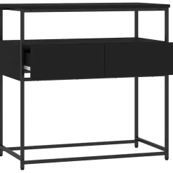 vidaXL - Wandtafel met 2 lades - Zwart - Bewerkt hout en metaal - 75x40x75 cm