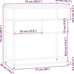 vidaXL - Wandtafel met 2 lades - Zwart - Bewerkt hout en metaal - 75x40x75 cm