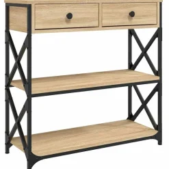 vidaXL - Wandtafel met 2 lades 2 schappen - Sonoma eiken - Hout - 75x28x75 cm