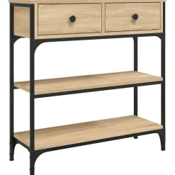 vidaXL - Wandtafel met 2 lades 2 schappen - Sonoma eiken - Hout - 72.5x25x75 cm