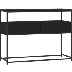 vidaXL - Wandtafel met 2 lades - Zwart - Bewerkt hout en metaal - 100x40x75 cm