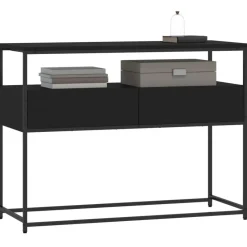 vidaXL - Wandtafel met 2 lades - Zwart - Bewerkt hout en metaal - 100x40x75 cm