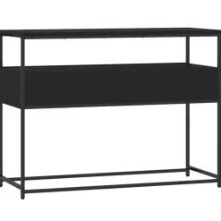 vidaXL - Wandtafel met 2 lades - Zwart - Bewerkt hout en metaal - 100x40x75 cm