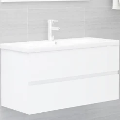 vidaXL - Wastafelkast - Wit - Bewerkt hout - 90 x 38.5 x 45 cm