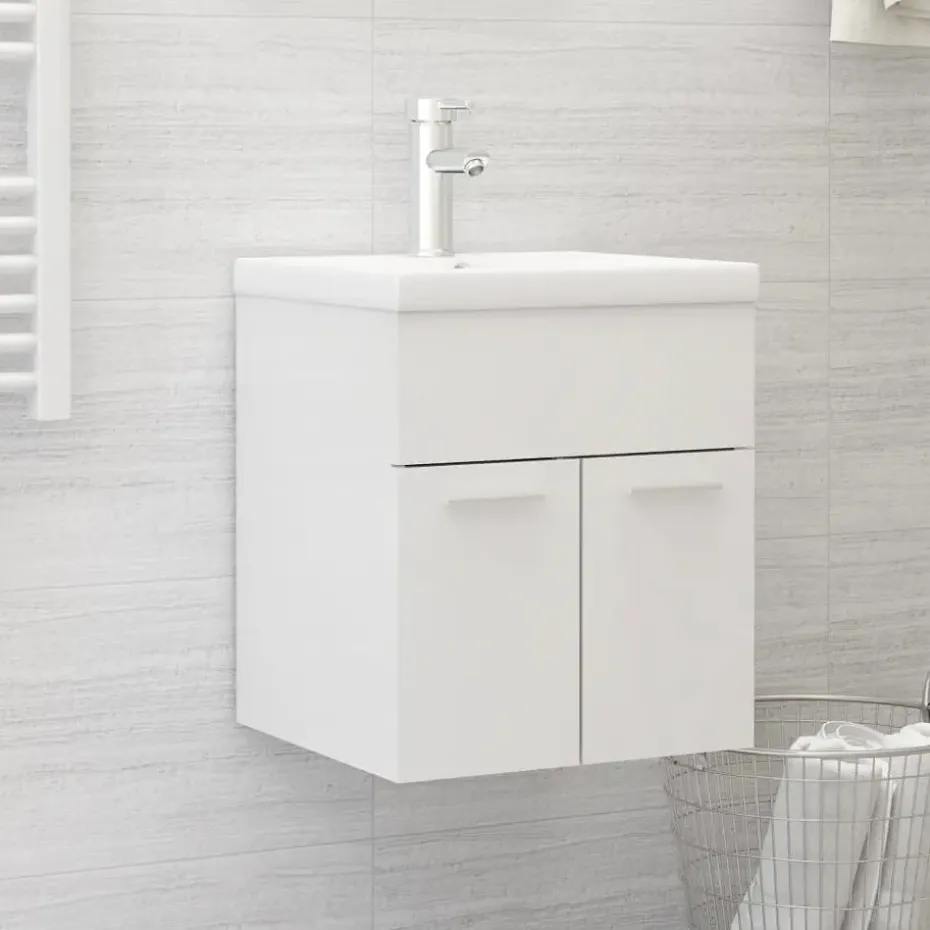vidaXL - Wastafelkast - Wit - Bewerkt hout - 41 x 38.5 x 46 cm