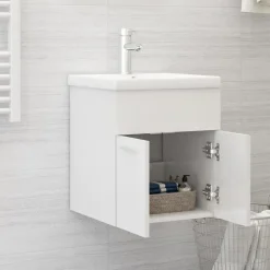 vidaXL - Wastafelkast - Wit - Bewerkt hout - 41 x 38.5 x 46 cm