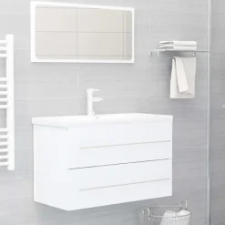 vidaXL - Wastafelkast - Wit - Bewerkt hout - 80 x 38.5 x 48 cm