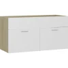 vidaXL - Wastafelkast - Wit - Bewerkt hout - 90 x 38.5 x 46 cm