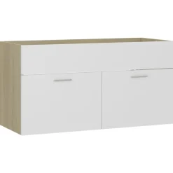 vidaXL - Wastafelkast - Wit - Bewerkt hout - 90 x 38.5 x 46 cm