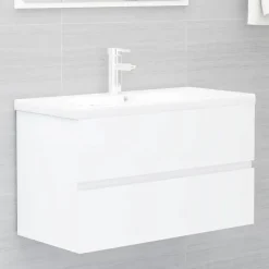 vidaXL - Wastafelkast - Wit - Bewerkt hout - 80 x 38.5 x 45 cm