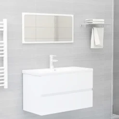 vidaXL - Wastafelkast - Wit - Bewerkt hout - 80 x 38.5 x 45 cm