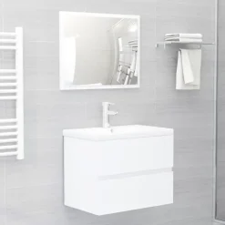 vidaXL - Wastafelkast - Wit - Bewerkt hout - 60 x 38.5 x 45 cm