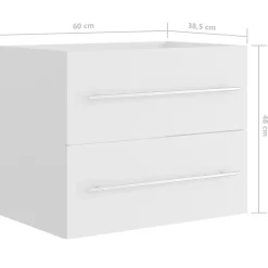 vidaXL - Wastafelkast - Wit - Bewerkt hout - 60 x 38.5 x 48 cm