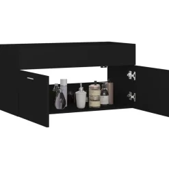 vidaXL - Wastafelkast - Zwart - Bewerkt hout - 90 x 38.5 x 46 cm