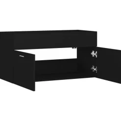 vidaXL - Wastafelkast - Zwart - Bewerkt hout - 90 x 38.5 x 46 cm