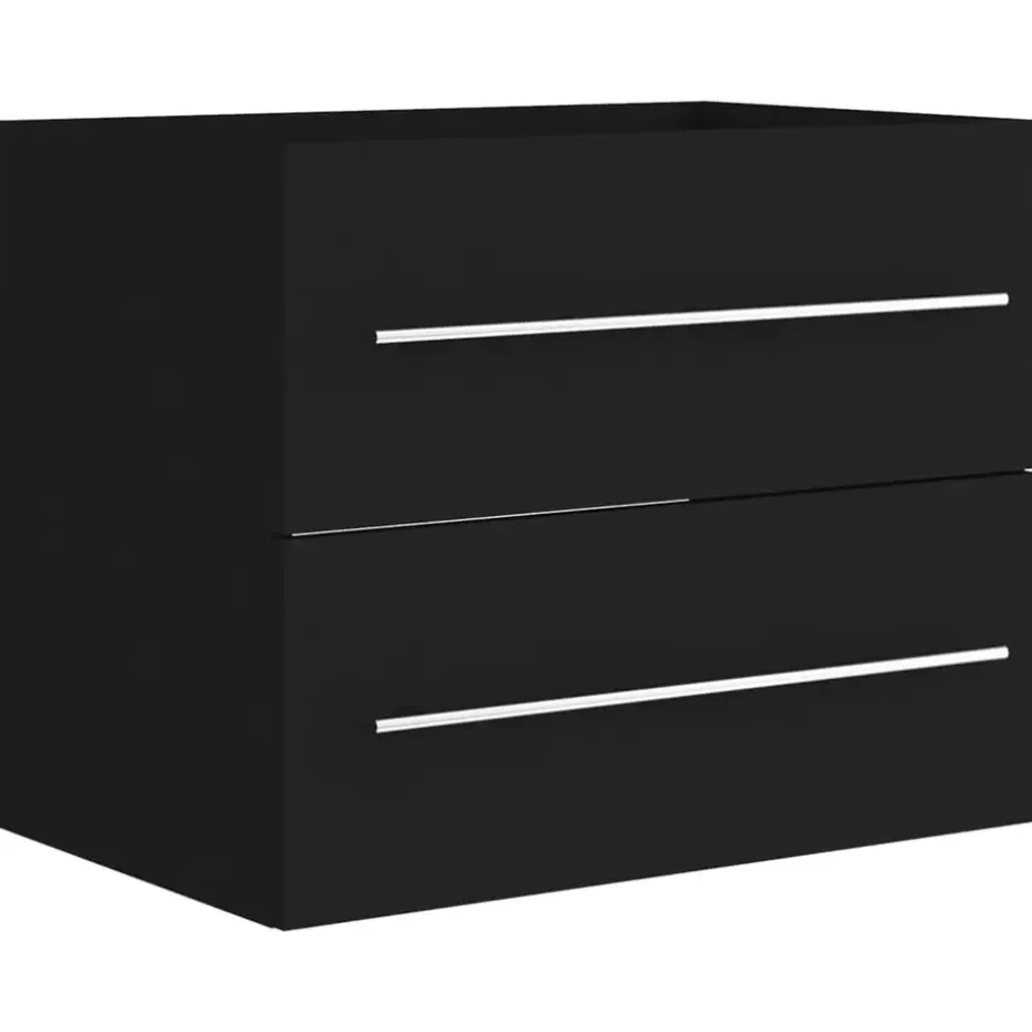 vidaXL - Wastafelkast - Zwart - Bewerkt hout - 60 x 38.5 x 48 cm