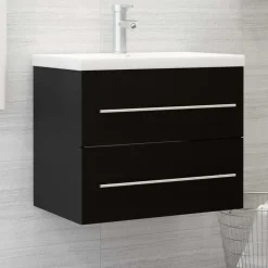 vidaXL - Wastafelkast - Zwart - Bewerkt hout - 60 x 38.5 x 48 cm