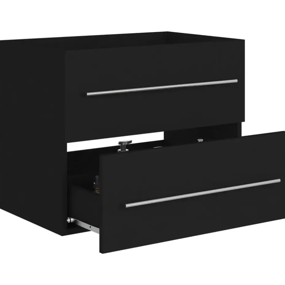 vidaXL - Wastafelkast - Zwart - Bewerkt hout - 60 x 38.5 x 48 cm