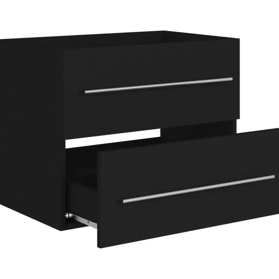 vidaXL - Wastafelkast - Zwart - Bewerkt hout - 60 x 38.5 x 48 cm