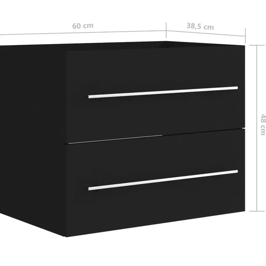 vidaXL - Wastafelkast - Zwart - Bewerkt hout - 60 x 38.5 x 48 cm