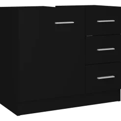 vidaXL - Wastafelkast - Zwart - Bewerkt hout