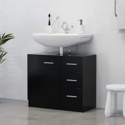 vidaXL - Wastafelkast - Zwart - Bewerkt hout