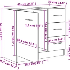 vidaXL - Wastafelkast - Zwart - Bewerkt hout