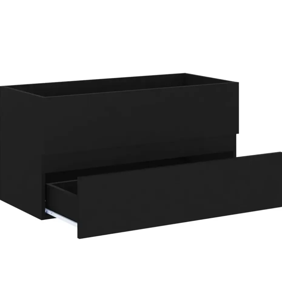 vidaXL - Wastafelkast - Zwart - Bewerkt hout - 90 x 38.5 x 45 cm