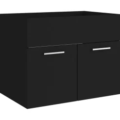vidaXL - Wastafelkast - Zwart - Bewerkt hout - 60 x 38.5 x 46 cm
