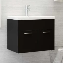 vidaXL - Wastafelkast - Zwart - Bewerkt hout - 60 x 38.5 x 46 cm