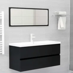 vidaXL - Wastafelkast - Zwart - Bewerkt hout - 100 x 38.5 x 45 cm