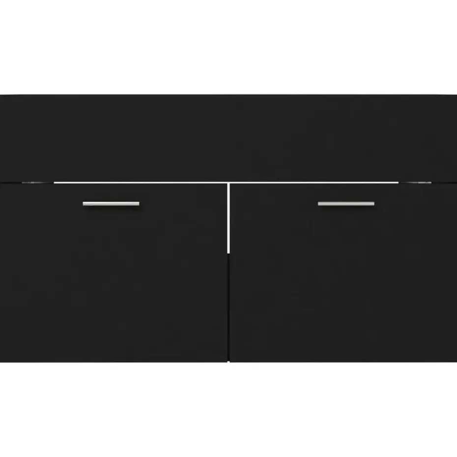 vidaXL - Wastafelkast - Zwart - Bewerkt hout - 80 x 38.5 x 46 cm