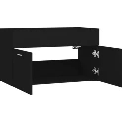 vidaXL - Wastafelkast - Zwart - Bewerkt hout - 80 x 38.5 x 46 cm
