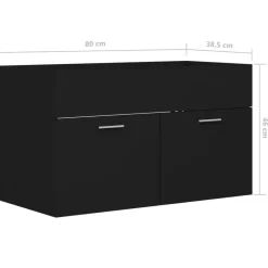 vidaXL - Wastafelkast - Zwart - Bewerkt hout - 80 x 38.5 x 46 cm