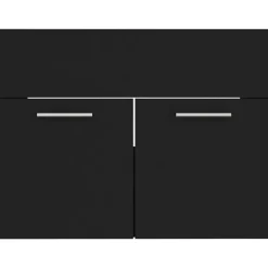 vidaXL - Wastafelkast En Wastafel - Zwart - Bewerkt hout - 60 x 38.5 x 46 cm