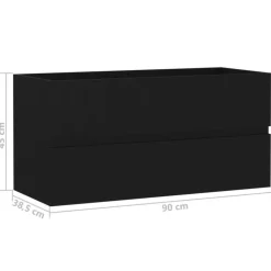 vidaXL - Wastafelkast En Wastafel - Zwart - Bewerkt hout - 90 x 38.5 x 45 cm