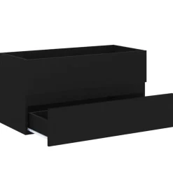 vidaXL - Wastafelkast En Wastafel - Zwart - Bewerkt hout - 90 x 38.5 x 45 cm