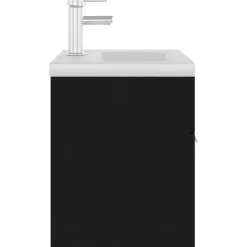 vidaXL - Wastafelkast En Wastafel - Zwart - Bewerkt hout - 60 x 38.5 x 46 cm