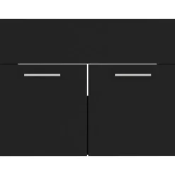 vidaXL - Wastafelkast En Wastafel - Zwart - Bewerkt hout - 60 x 38.5 x 46 cm
