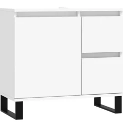 vidaXL - Wastafelonderkast met 2 lades - Wit - Bewerkt hout en ijzer - 65 cm