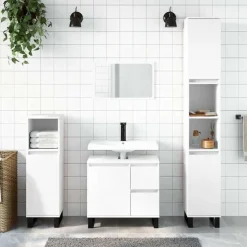 vidaXL - Wastafelonderkast met 2 lades - Wit - Bewerkt hout en ijzer - 65 cm