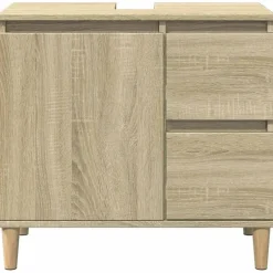 vidaXL - Wastafelonderkast met 1 deur 2 lades - Sonoma eiken - 65x33x60 cm
