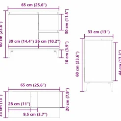 vidaXL - Wastafelonderkast met 1 deur 2 lades - Zwart eiken - Hout - 65x33x60 cm