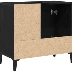 vidaXL - Wastafelonderkast met 1 deur 2 lades - Zwart eiken - Hout - 65x33x60 cm