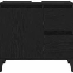 vidaXL - Wastafelonderkast met 1 deur 2 lades - Zwart eiken - Hout - 65x33x60 cm