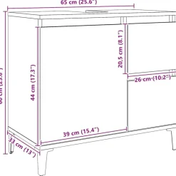 vidaXL - Wastafelonderkast - 1 deur 2 lades - Artisanaal eiken - 65x33x60 cm