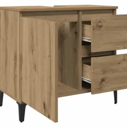 vidaXL - Wastafelonderkast - 1 deur 2 lades - Artisanaal eiken - 65x33x60 cm
